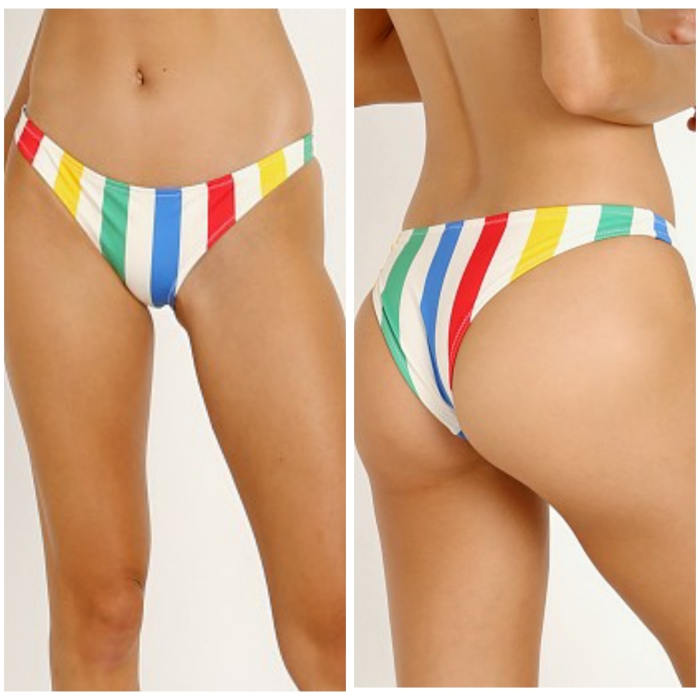 SOLID & STRIPED Multicolor Striped Bikini Bottom